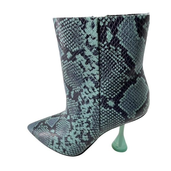 NEW GIANI BINI FAWLIE TEAL WATERS SNAKE PRINT BOOTIES - Picture 4 of 8